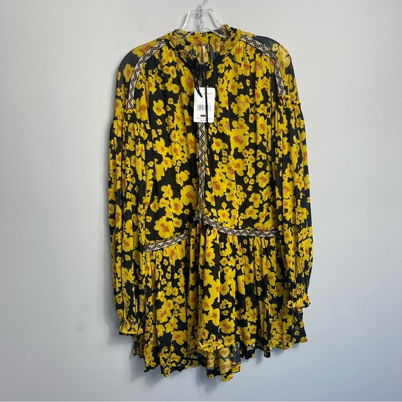 Free People NWT Love Letter Floral Tunic Boho Oversized Blouse Top Dress XS - Picture 8 of 16